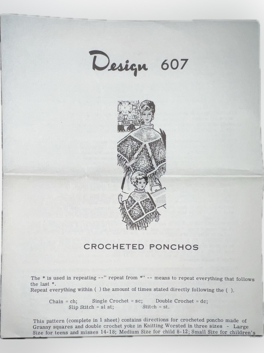🔴Vintage New Design 607 Crochet Ponchos Women’s Children’s Sizes Patterns Craft